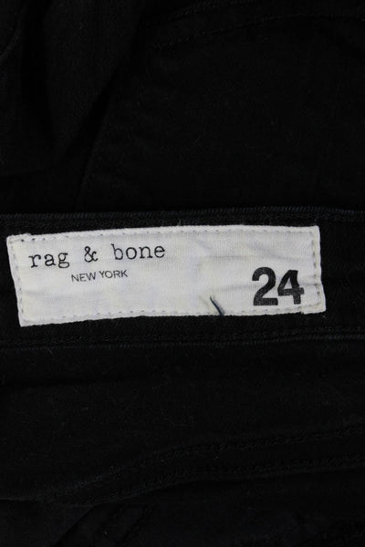 Rag & Bone Womens Skinny Cropped Ankle Jeans Black Denim Mid Rise Size 24