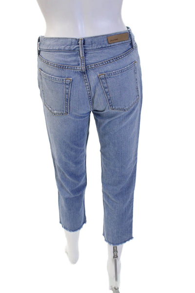 Grlfrnd Women Boyfriend Cropped Light Blue Mid Rise Jeans Size 24