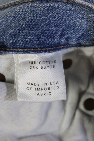 Grlfrnd Women Boyfriend Cropped Light Blue Mid Rise Jeans Size 24