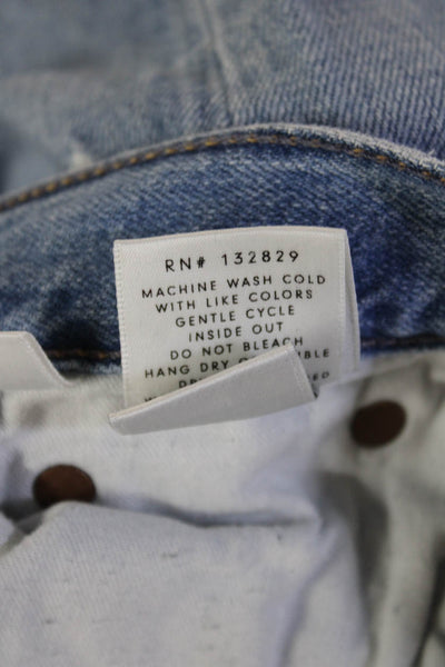 Grlfrnd Women Boyfriend Cropped Light Blue Mid Rise Jeans Size 24