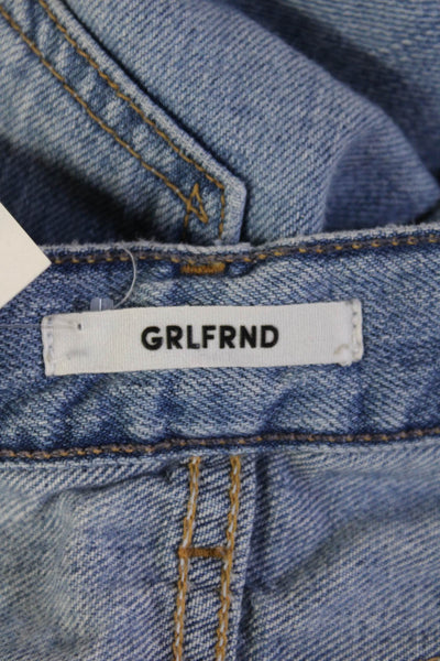 Grlfrnd Women Boyfriend Cropped Light Blue Mid Rise Jeans Size 24