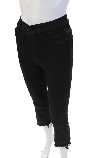 DL1961 Womens Black Ankle Cropped Skinny Jeans High Rise Button Size 24