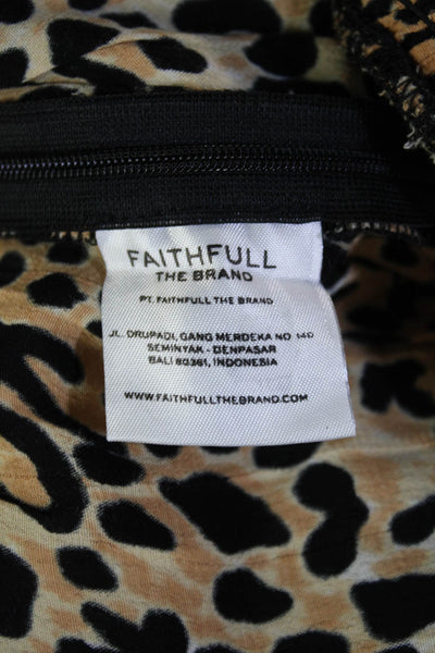 Faithfull The Brand Womens Beige Animal Print Jumpsuit Size 2