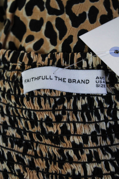 Faithfull The Brand Womens Beige Animal Print Jumpsuit Size 2