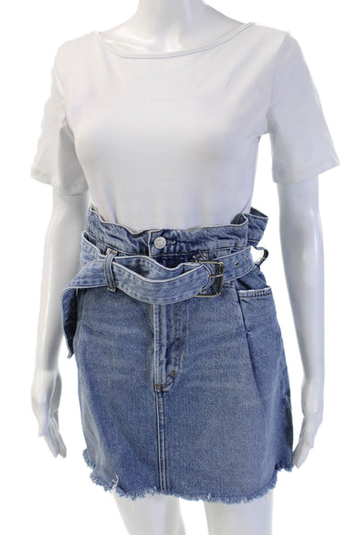 Agolde Womens A-Line Mini Skirt Blue Organic Cotton Size 24