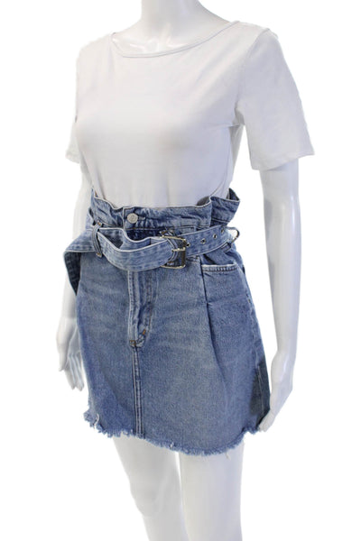 Agolde Womens A-Line Mini Skirt Blue Organic Cotton Size 24