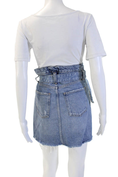 Agolde Womens A-Line Mini Skirt Blue Organic Cotton Size 24