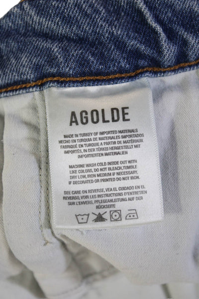 Agolde Womens A-Line Mini Skirt Blue Organic Cotton Size 24