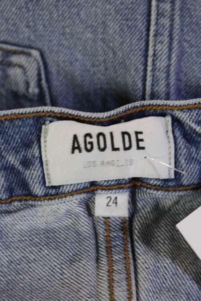 Agolde Womens A-Line Mini Skirt Blue Organic Cotton Size 24