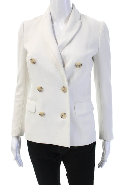 J Crew Unisex Blazer White Collared Long Sleeve Button 100% Polyester Size XS