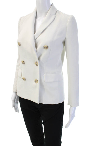 J Crew Unisex Blazer White Collared Long Sleeve Button 100% Polyester Size XS