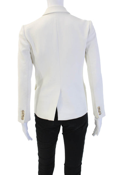 J Crew Unisex Blazer White Collared Long Sleeve Button 100% Polyester Size XS