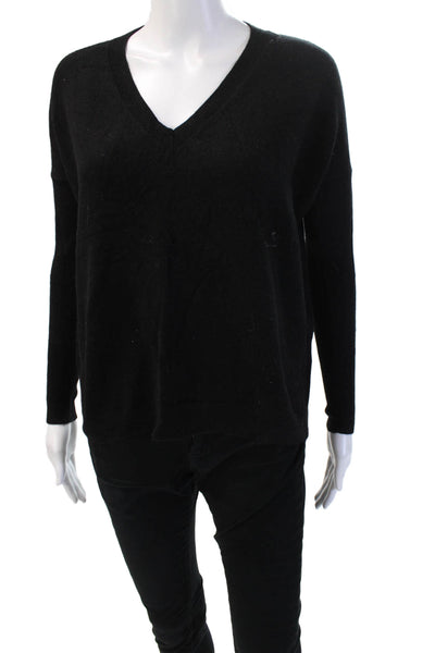 J Crew Unisex Cashmere V Neck Pullover Sweater Black Long Sleeve Size 2XS