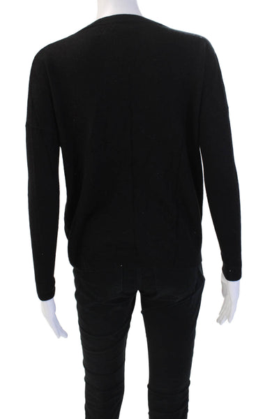 J Crew Unisex Cashmere V Neck Pullover Sweater Black Long Sleeve Size 2XS