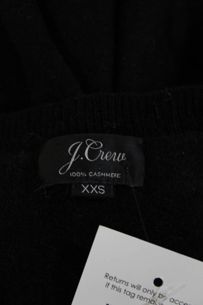 J Crew Unisex Cashmere V Neck Pullover Sweater Black Long Sleeve Size 2XS