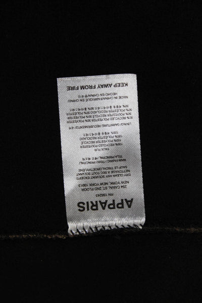 Apparis Women Bomber Jacket Black Leopard Collared Zip Long Sleeve Size 2XS