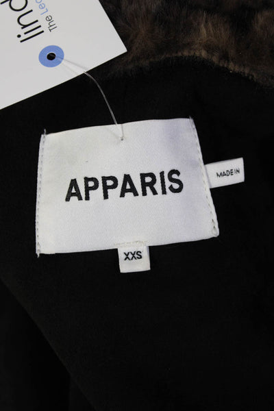 Apparis Women Bomber Jacket Black Leopard Collared Zip Long Sleeve Size 2XS