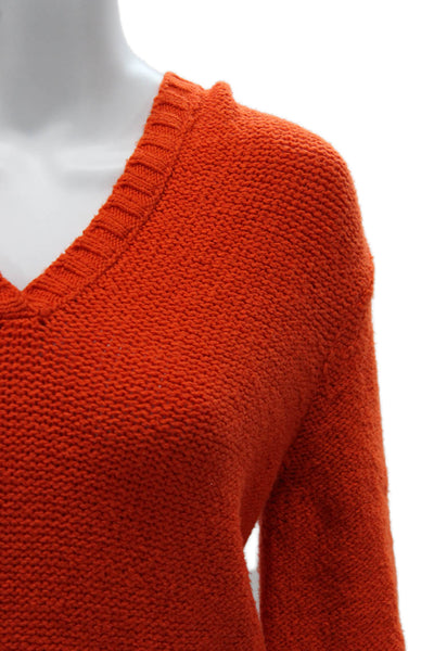 Adrienne Vittadini Unisex Orange V-Neck Pullover 3/4 Sleeve Size S