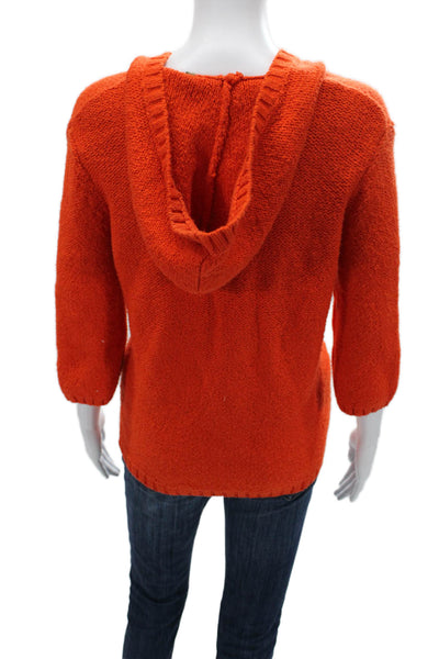 Adrienne Vittadini Unisex Orange V-Neck Pullover 3/4 Sleeve Size S