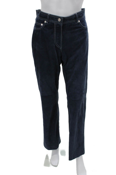 Michael Kors Unisex Dark Blue Leather Pants Button 30in Size 6