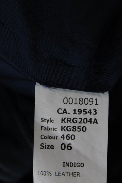 Michael Kors Unisex Dark Blue Leather Pants Button 30in Size 6