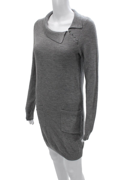 Lacoste Womens Sweater Dress Gray Long Sleeve Cotton Size 34