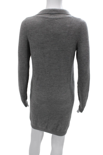 Lacoste Womens Sweater Dress Gray Long Sleeve Cotton Size 34