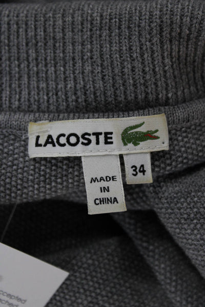 Lacoste Womens Sweater Dress Gray Long Sleeve Cotton Size 34