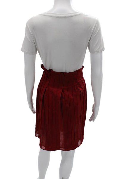 Calvin Klein Womens Pleated Striped Red Skirt Short Size M