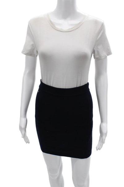 Lacoste Women Mini Straight Pencil Skirt Black Solid Wool Size 34