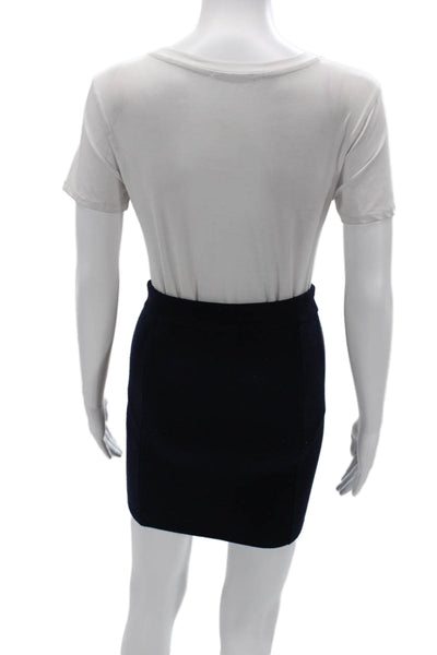 Lacoste Women Mini Straight Pencil Skirt Black Solid Wool Size 34
