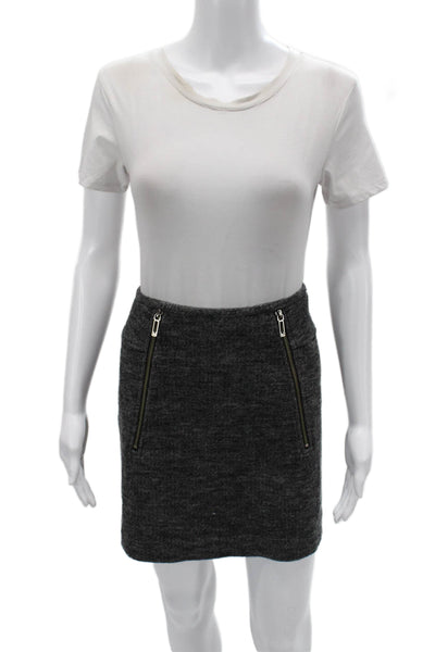 Vince Women Dark Gray Wool Herringbone Mini Pencil Skirt Size 8
