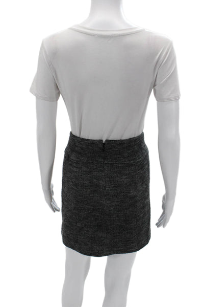 Vince Women Dark Gray Wool Herringbone Mini Pencil Skirt Size 8