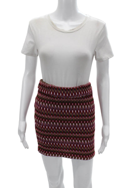 Lovers + Friends Women Mini Pencil Skirt Brown Geometric Size M