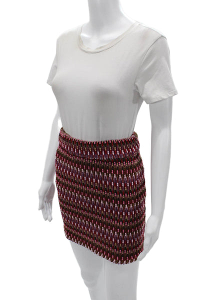 Lovers + Friends Women Mini Pencil Skirt Brown Geometric Size M