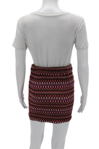 Lovers + Friends Women Mini Pencil Skirt Brown Geometric Size M