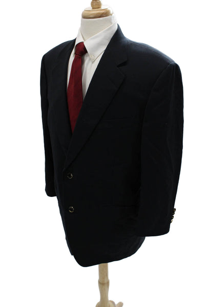 Canali Mens Dark Blue 100% Wool Classic Solid Blazer Size 52