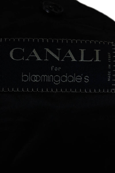 Canali Mens Dark Blue 100% Wool Classic Solid Blazer Size 52