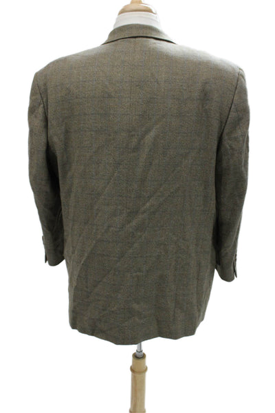 Joseph Abboud Mens Gray Plaid Wool Sport Coat Button Collared Size 42