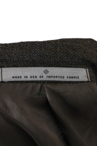Joseph Abboud Mens Gray Plaid Wool Sport Coat Button Collared Size 42