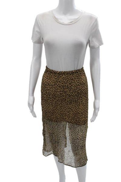 J Crew Womens Brown Animal Print Long Pencil Skirt 100% Cupro Size XS