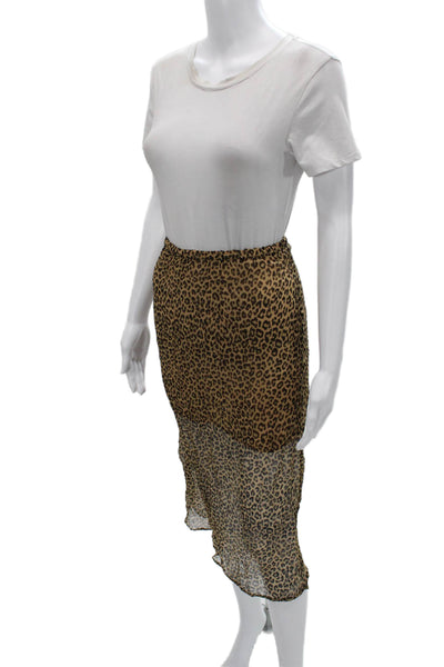 J Crew Womens Brown Animal Print Long Pencil Skirt 100% Cupro Size XS