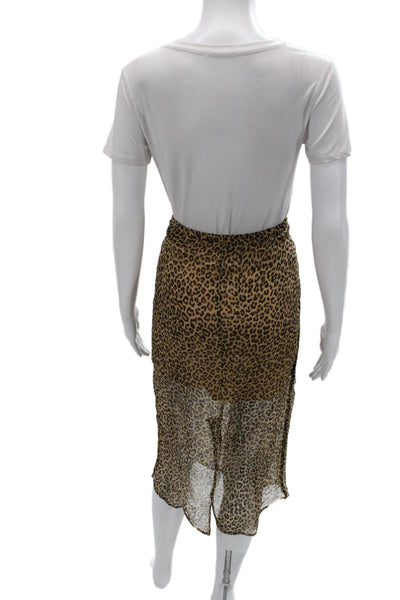 J Crew Womens Brown Animal Print Long Pencil Skirt 100% Cupro Size XS