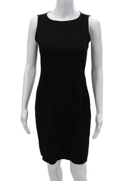 Theory Women Sheath Dress Black Virgin Wool Sleeveless Round Neck Size 2