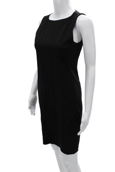 Theory Women Sheath Dress Black Virgin Wool Sleeveless Round Neck Size 2