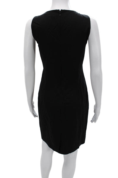 Theory Women Sheath Dress Black Virgin Wool Sleeveless Round Neck Size 2
