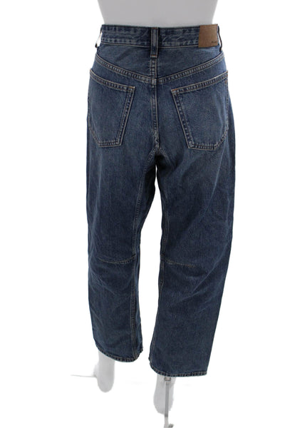 Madewell Unisex Cropped Wide-Leg Jeans Dark Blue Low Rise Button Size 25