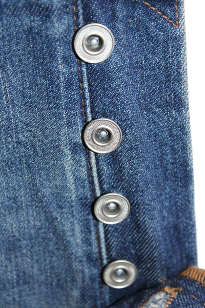 Madewell Unisex Cropped Wide-Leg Jeans Dark Blue Low Rise Button Size 25