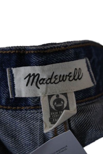 Madewell Unisex Cropped Wide-Leg Jeans Dark Blue Low Rise Button Size 25