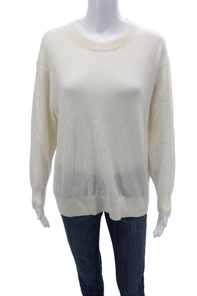 J Crew Unisex Pullover Sweater White Cotton Crew Neck Long Sleeve Size XS